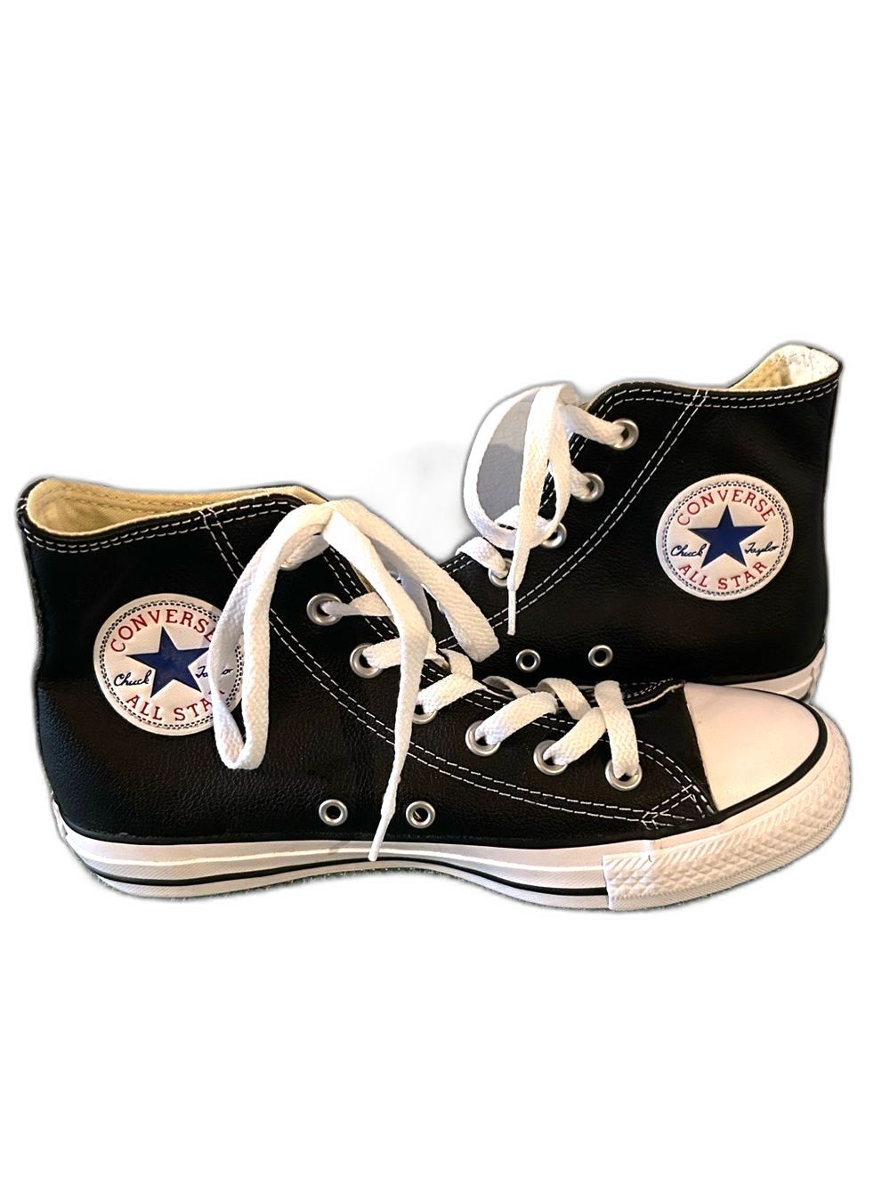 Converse Black Leather High Top Sneakers - Size 7
